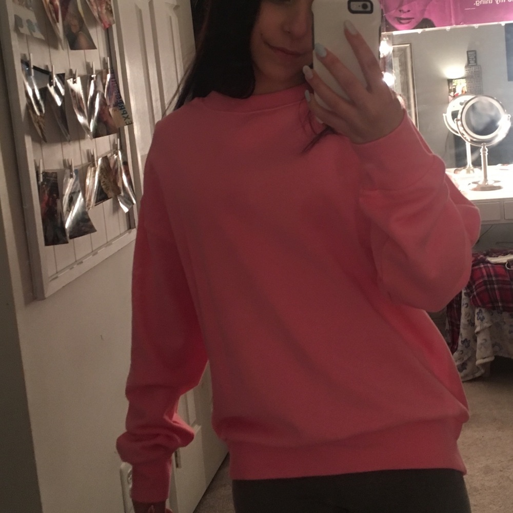neon pink crew neck